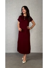 Kadın Kısa Kollu Yakalı Yandan Yırtmaçlı Viskon Iki Iplik Elbise