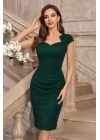 Kadın Kısa Kollu Yakası Asimetrik Kısa Ithal Krep Elbise