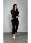 Kadın Kısa Kollu Yuvarlak Yaka Aerobin Bluz Ve Pantolon Ikili Takım