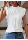 Kadın Kısa Reglan Kollu Yarı Balıkçı Yaka Ithal Krep Bluz