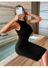 Kadın Kolsuz Balıkçı Yaka Kısa Dalgıç Elbise