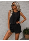 Kadın Kolsuz Bisiklet Yakalı Kısa Bluz Ve Short Ikili Takım