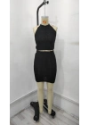 Kadın Kolsuz Mini Erer Crop Ikili Triko Takım