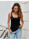 Kadın Kolsuz U Yaka Askılı Triko Bluz