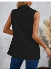 Kadın Kolsuz Yakalı önden Tek Düğmeli Atlas Ceket