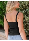 Kadın Kolsuz Zincir Askılı Kaşkorse Bodycon Bluz
