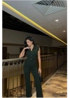 Kadın Krep Kumaş Kısa Kollu Tulum