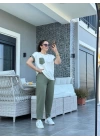 Kadın Kristal Kumaş Garnili Cep Detaylı Ikili Takım