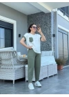Kadın Kristal Kumaş Garnili Cep Detaylı Ikili Takım