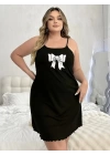 Kadın Kurdela Baskılı Askılı Viskon Gecelik