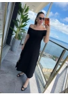 Kadın Madonna Yaka Midi Boy Modal Elbise