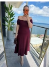 Kadın Madonna Yaka Midi Boy Modal Elbise