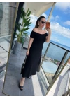 Kadın Madonna Yaka Midi Boy Modal Elbise