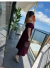 Kadın Madonna Yaka Midi Boy Modal Elbise