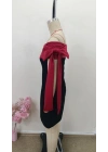 Kadın Madonna Yakalı Kurdela Detaylı Kısa Ithal Krep Elbise