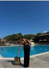 Kadın Mayo Kumaş Bağlamalı Crop Ve Maxi Boy Etek Ikili Takım