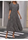 Kadın Mini Leopar Desen Midi üç Kat Elbise