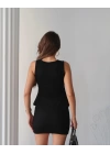 Kadın Modal Kumaş Volanlı Mini Etek Takım