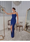 Kadın Omuz Askılı Derin Yırtmaç Detay Maxi Boy Elbise