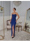 Kadın Omuz Askılı Derin Yırtmaç Detay Maxi Boy Elbise