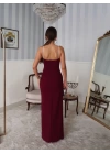 Kadın Omuz Askılı Derin Yırtmaç Detay Maxi Boy Elbise
