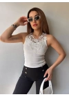 Kadın Ottoman Kumaş Dantel Detaylı Bluz