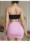 Kadın Pembe Etekli Fiyonk Detaylı Sexy Kostüm 2154