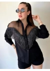 Kadın Püskül Detay Poplin Gömlek Bluz Fırsat Ürün