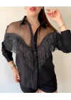 Kadın Püskül Detay Poplin Gömlek Bluz Fırsat Ürün
