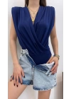 Kadın Sendy Kumaş Kruvaze Yaka Vatkalı Bluz