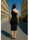 Kadın Sendy Kumaş Tek Omuz Midi Boy Elbise