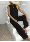 Kadın Sıfır Kollu Bisiklet Yaka Arkadan Bağlamalı Aer8bin Bluz Ve Pantolon Ikili Takım