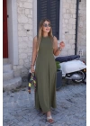 Kadın Sıfır Kollu Bisiklet Yaka Viskon Elbise