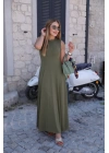 Kadın Sıfır Kollu Bisiklet Yaka Viskon Elbise