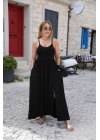 Kadın Sırttan çapraz Bağcıklı Yırtmaçlı Cepli Viskon Elbise
