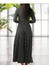Kadın Siyah Tam Boy Beyaz Puantiyeli Elbise