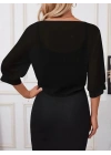 Kadın Truvakar Kol önden Bağlamalı Kısa şifon Bolero Ceket