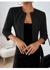 Kadın Truvakar Kol önü Açık Kısa Ithal Krep Ceket