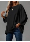 Kadın Truvakar Kollu Bisiklet Yaka Viskon Bluz