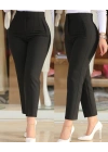 Kadın üste Oturan Paçası Bilek üzerinde Biten Krep Kumaş Kumaş Pantolon 36 (S) - 50 (5XL)