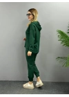 Kadın Uzun Kol V Yaka Kapüşon Detay Sweat Ve Yüksel Bel Eşofman Ikili Takım