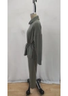 Kadın Uzun Kollu Balıkçı Yaka Belden Lastikli Modal Bluz Ve Pantolon Ikili Takım