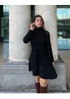 Kadın Uzun Kollu Balıkçı Yaka Salaş Kusa Akrilik Elbise