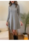 Kadın Uzun Kollu Balıkçı Yaka Salaş Kusa Akrilik Elbise