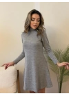 Kadın Uzun Kollu Balıkçı Yaka Salaş Kusa Akrilik Elbise