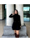 Kadın Uzun Kollu Balıkçı Yaka Salaş Kusa Akrilik Elbise