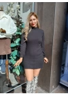 Kadın Uzun Kollu Balıkçı Yaka şardonlu Kaşkorse Elbise