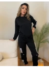 Kadın Uzun Kollu Beyaz şerit Detay Kargo Cep Iki Iplik Ikili Takım