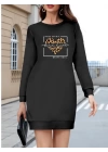 Kadın Uzun Kollu Bisiklet Yaka Desenli Viskon Iki Iplik Bluz