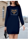 Kadın Uzun Kollu Bisiklet Yaka Desenli Viskon Iki Iplik Bluz